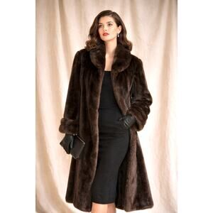 50s ASO Mrs Maisel Faux Fur Long Vintage USA Coat MED LG Quiet Luxury Old Money